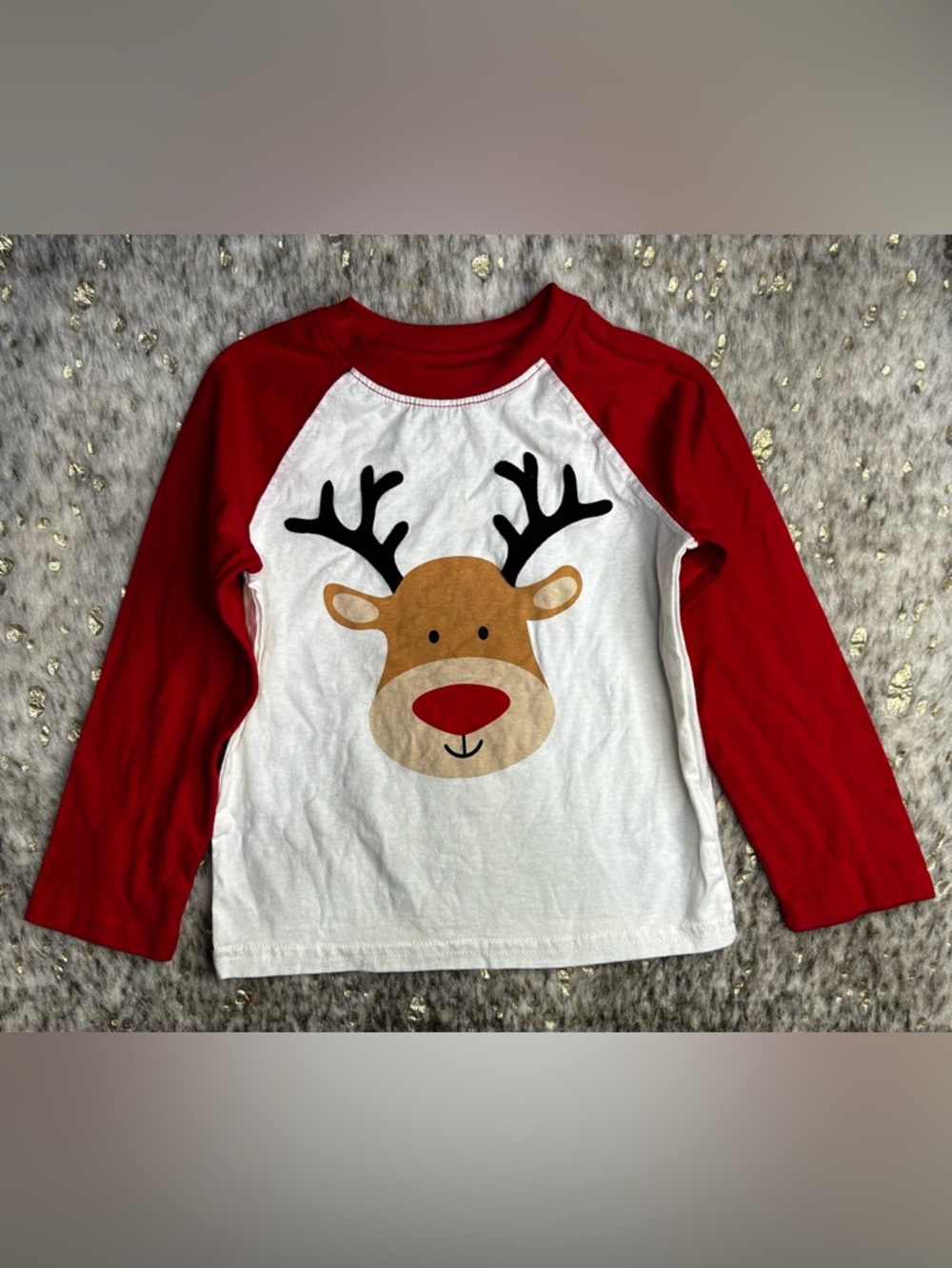 Holiday Time Reindeer Graphic Long Sleeve T-Shirt 4T